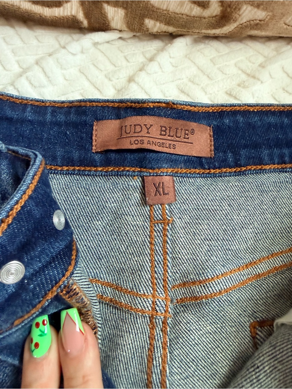 Judy Blue Distressed Frayed Hem Jean Shorts - Blue Wash - Picture 2 of 6